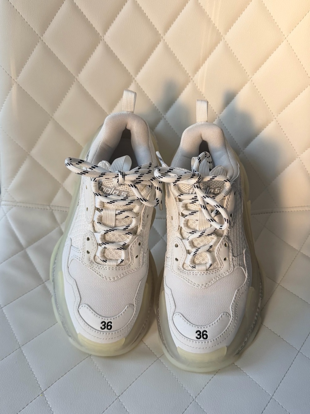 Balenciaga Triple S Clear Sole Sneakers White EU 36 Worn Once